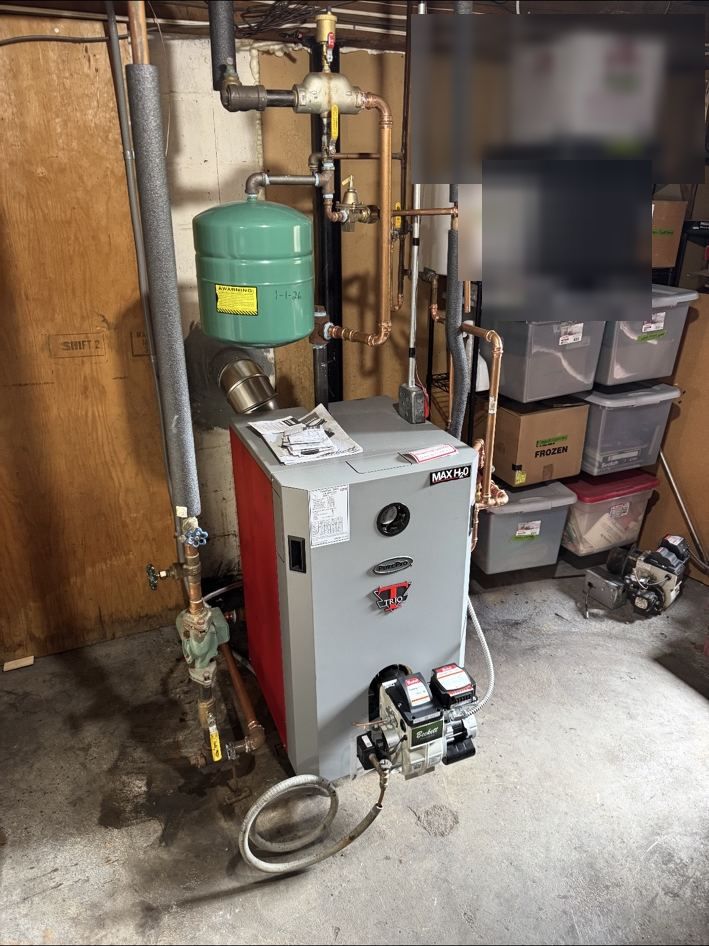 Mechanical room after the old boiler was removed
